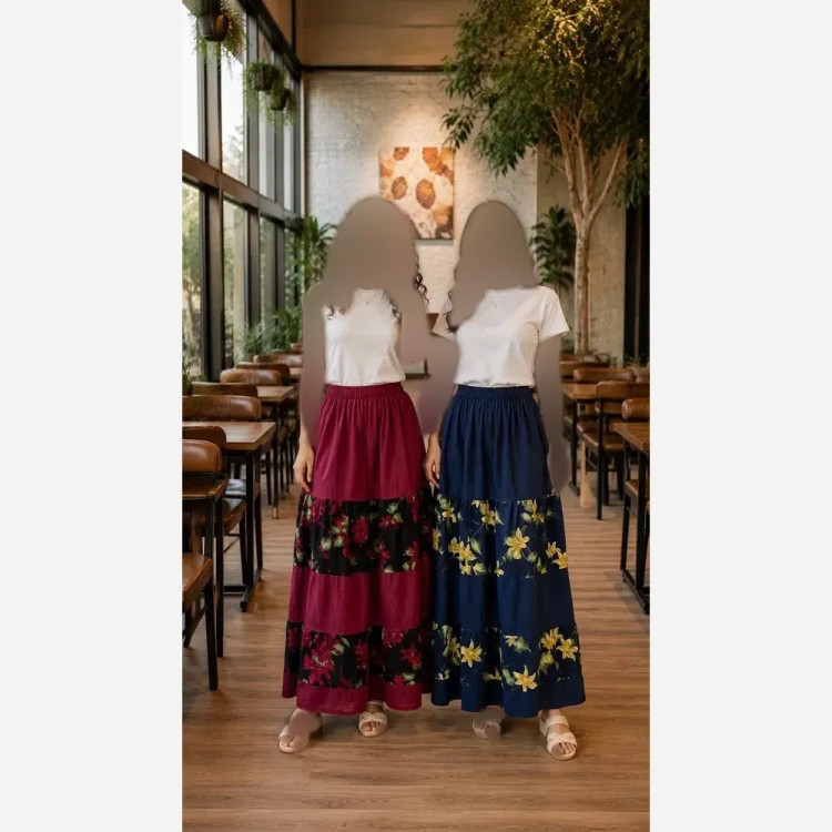 دامن نخی زنانه فری سایز بلند جنس ململ