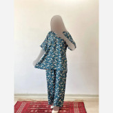 ست شومیز شلوار گلدار جنس نخ خارجی