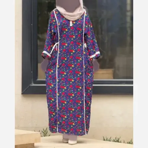پیراهن نخی ترکمنستان فری سایز نواردوزی شده خنک