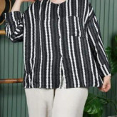 شومیز نخی راه راه فری سایز