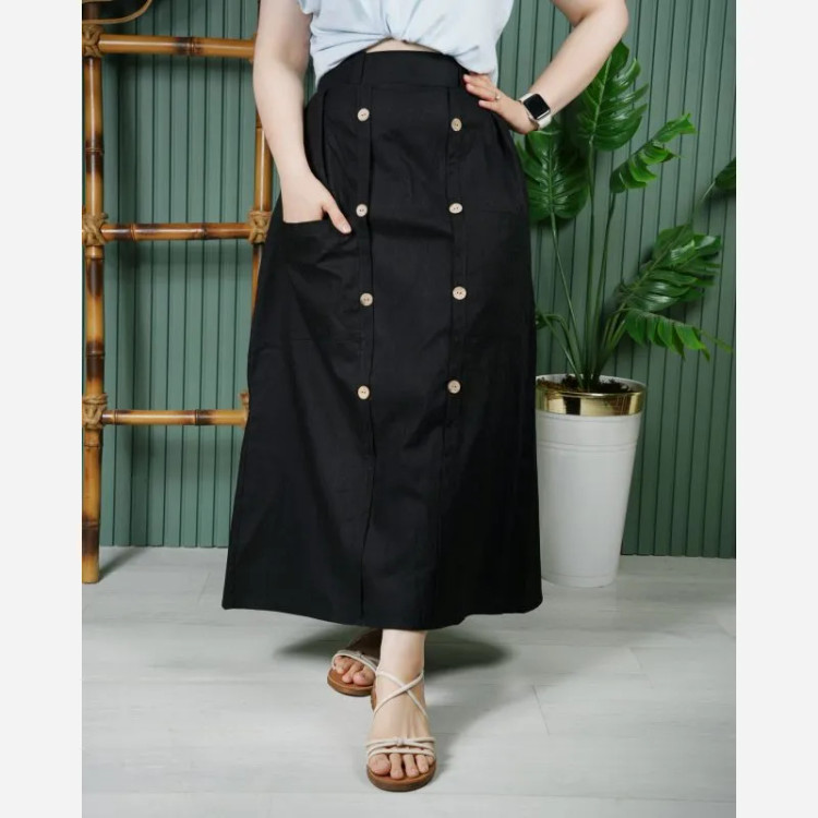 دامن ژاکارد زنانه جلو دکمه دار فری سایز