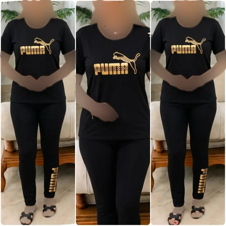 تیشرت و شلوار ورزشی زنانه طرح پوما ویسکوز الیزه فول کش سایز 38 تا 48