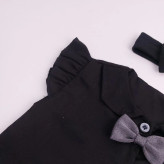 ست تاپ و شلوارک دخترانه محرمی نخی مشکی طرح بالک دار سایز 6 تا 36 ماه