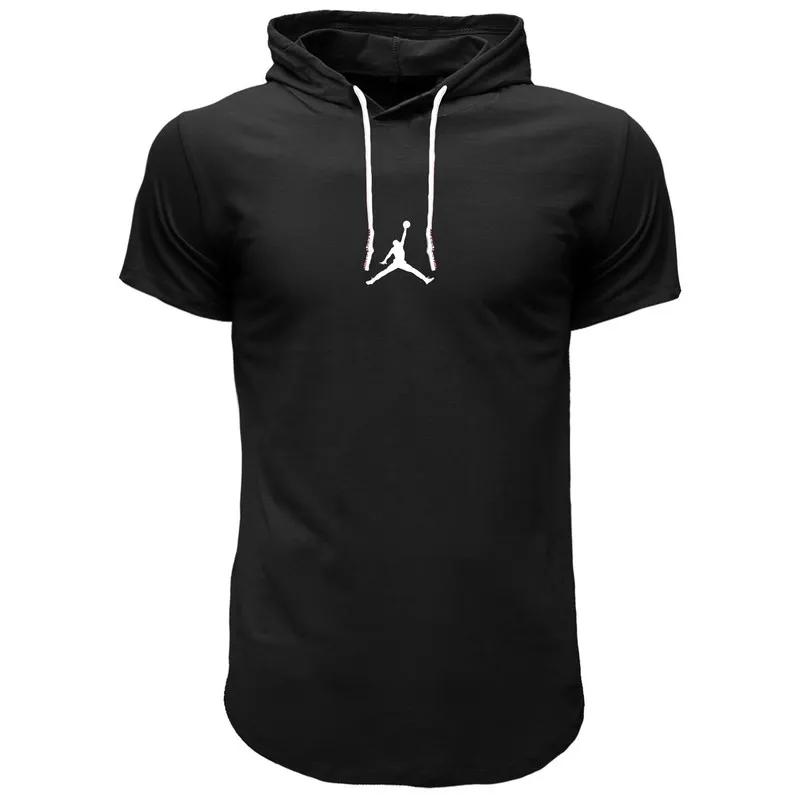 تیشرت کلاه دار مردانه مدل 00412114 مشکی نخ آستین کوتاه اسپرت روزمره