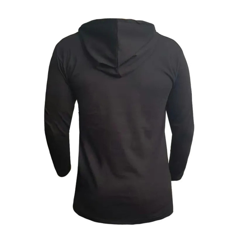 تیشرت آستین بلند مردانه طرح یوونتوس کلاه دار نخی اعلا مشکی سفید سایز L XL 2XL