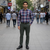 پیراهن آستین بلند مردانه نخی چهارخانه قواره آزاد جنس نخ پنبه