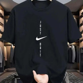 تیشرت یقه گرد مردانه طرح Just Do It مشکی نخ پنبه صد در صد مناسب ورزش و دورهمی
