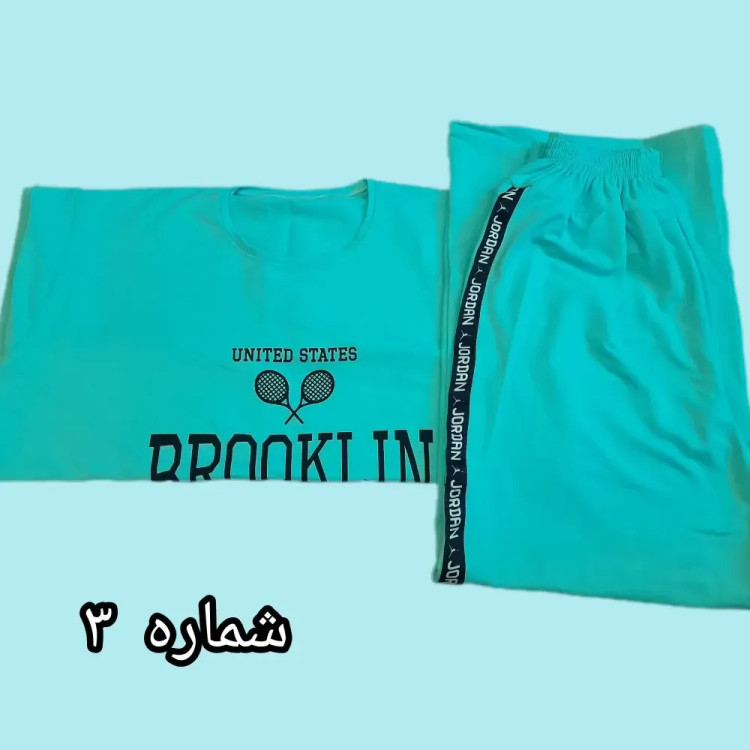 ست تیشرت و شلوار لش طرح تنیسی قواره دار سوپر پنبه