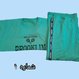ست تیشرت و شلوار لش طرح تنیسی قواره دار سوپر پنبه