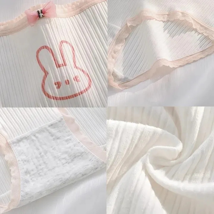 شورت زنانه عروسکی کبریتی نخی صورتی طرح خرگوش پک سه تایی سایز ایکس لارج
