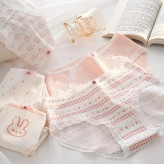 شورت زنانه عروسکی کبریتی نخی صورتی طرح خرگوش پک سه تایی سایز ایکس لارج