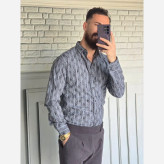پیراهن مردانه آستین بلند راه راه ابروبادی سارینا سایزبندی M L XL XXL