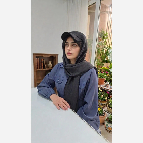 شال زنانه نخی وال اسلپ نقابدار تابستانه مشکی ابعاد 170 در 50 سانتی متر