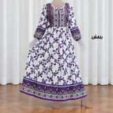 پیراهن ساحلی زنانه حاشیه دار برگ فری سایز نخی کمربنددار