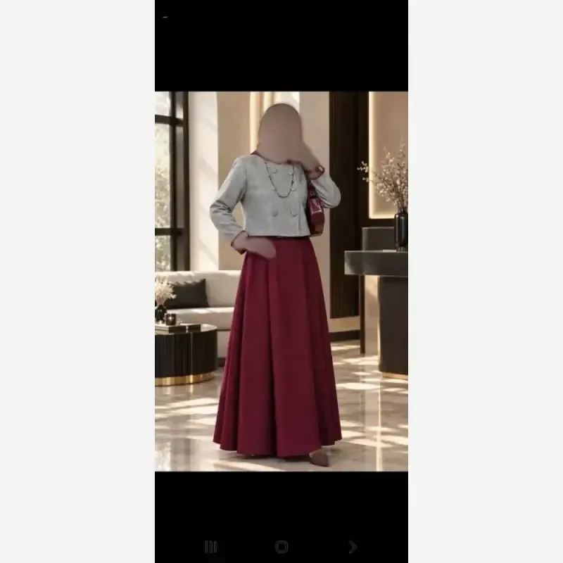 ست کراپ و دامن دخترانه کت فوتر و دامن مخمل کبریتی