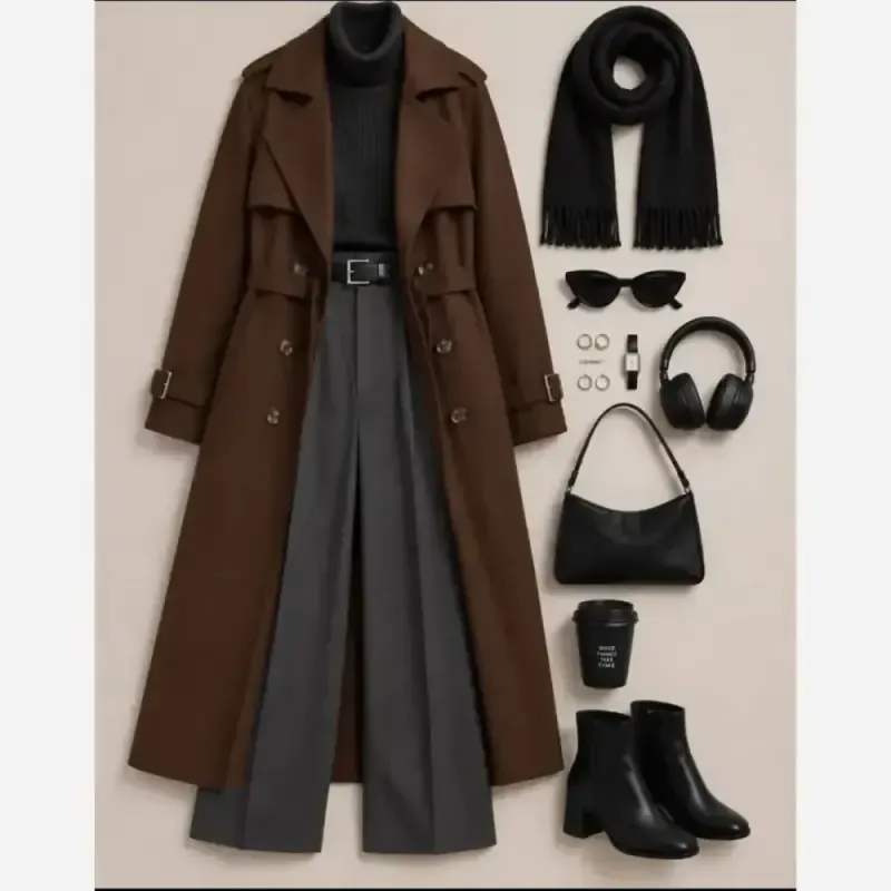 ترنچ کت پاییزه زنانه جنس کتان تی سی سایز 36 تا 50