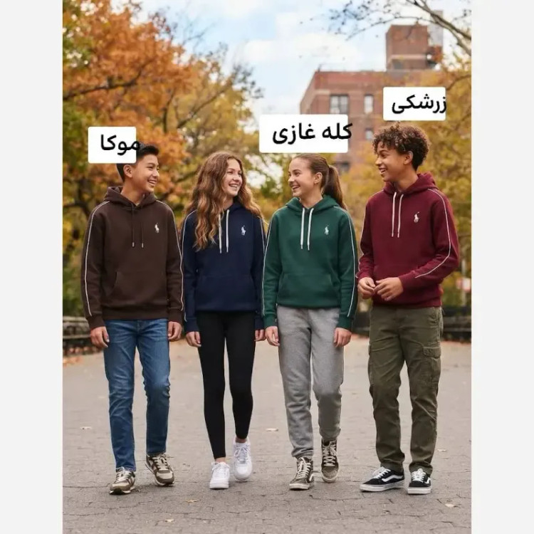 هودی پنبه داخل کرکی ضخیم اسپرت رنگی سایز 60 تا 70