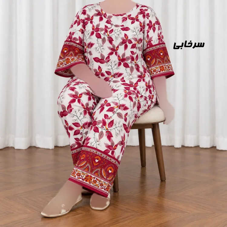 ست بلوز شلوار نخی زنانه و دخترانه فری سایز چهارفصل