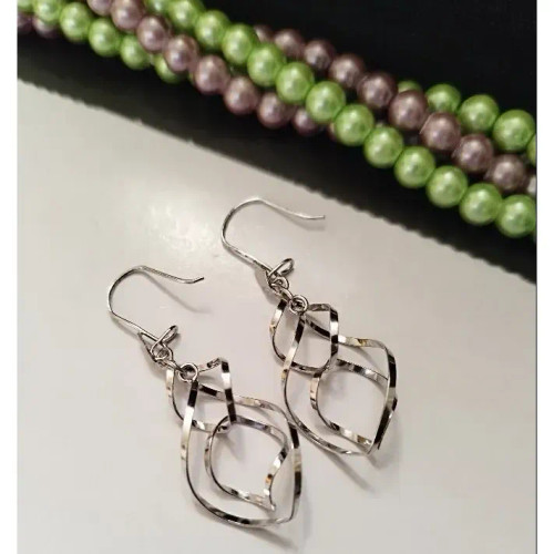 گوشواره نقره آویز زنانه عیار 925 روکش طلا سفید BSJ silver وزن 3.53 گرم