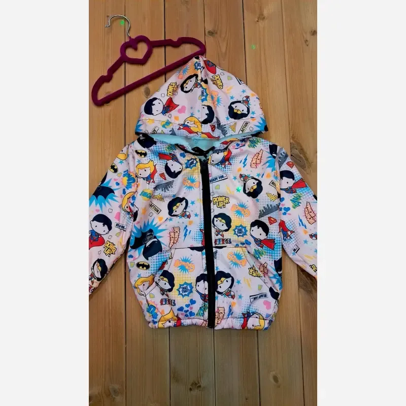 سویشرت کاپشن بچگانه رویه شمعی داخل خز طرح سوپرمن رنگ صورتی