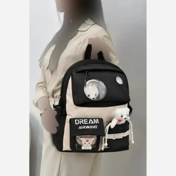 کوله پشتی دخترانه دیبا ضد آب رنگ مشکی کرم