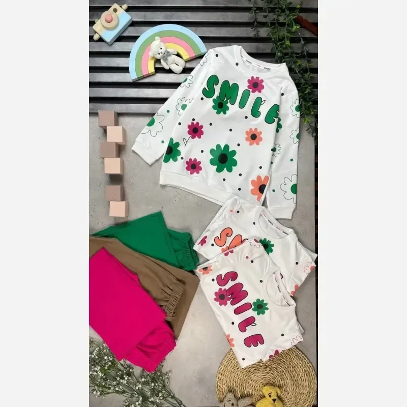 ست بلوز پنبه دورس و شلوار بگ لینن دخترانه پاییزه سایز 40 و 45
