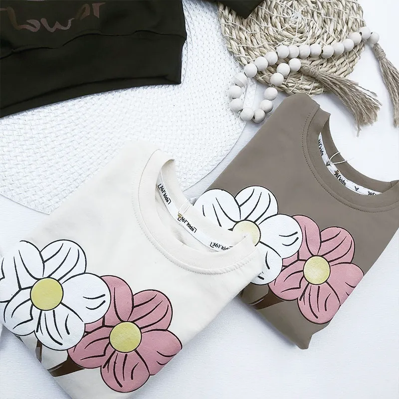 بلوز دخترانه طرح گل درشت پنبه سوپر پاییزه و زمستانه