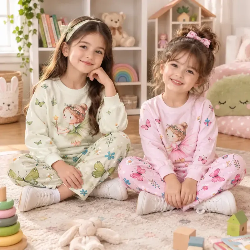 بلوز شلوار دورس پنبه طرح فرشته دخترانه و پسرانه